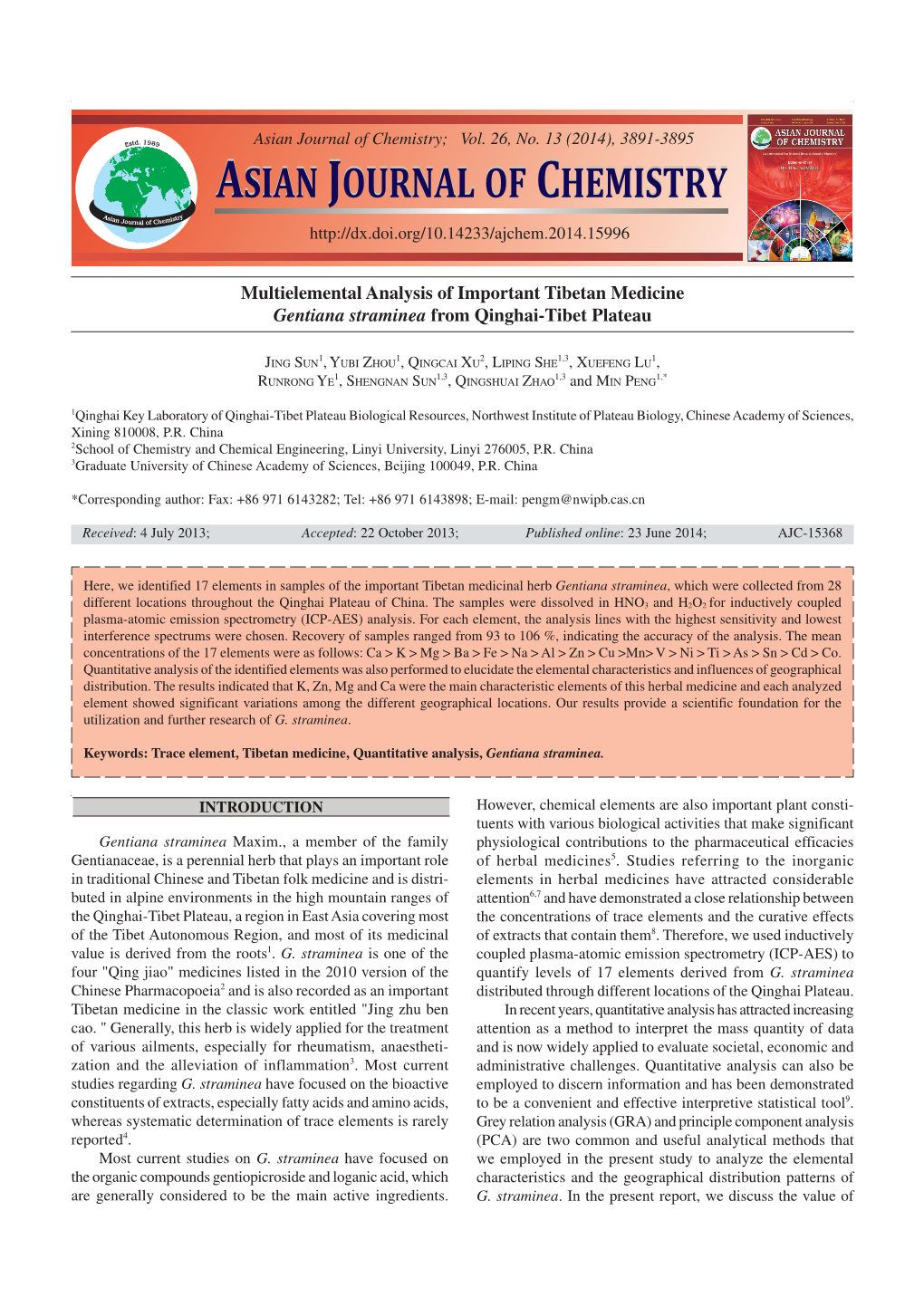 Asian Journal of Chemistry Asian Journal of Chemistry