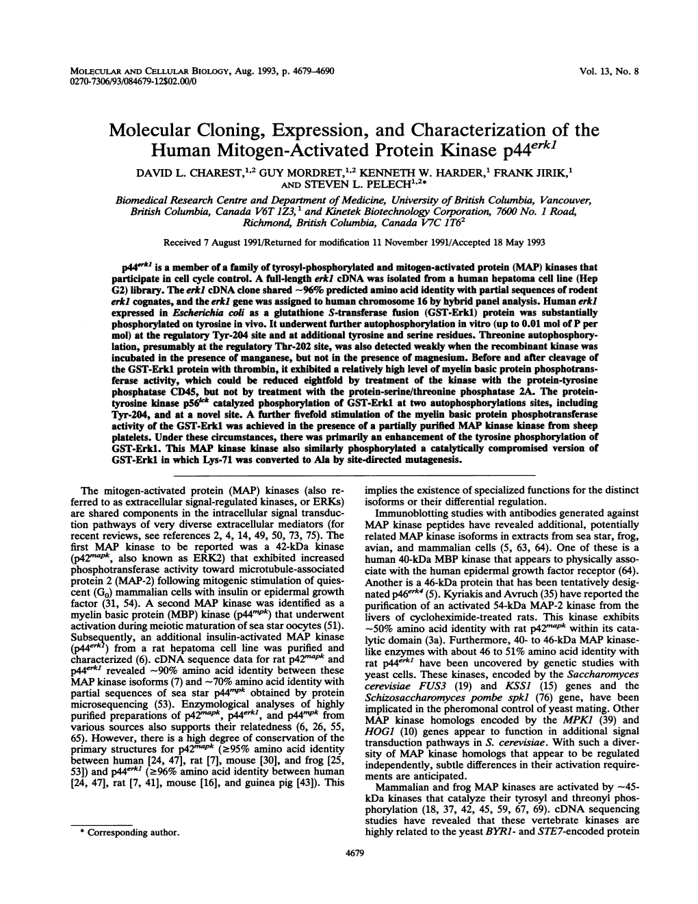 Human Mitogen-Activated Protein Kinase P44ekl DAVID L