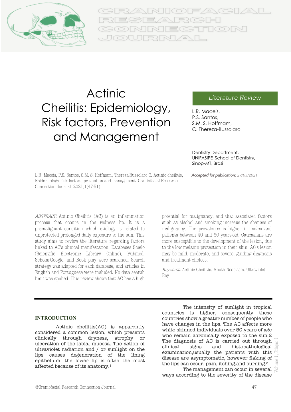 Actinic Cheilitis (AC) Is an Inflammation Inflammation an Is (AC) Cheilitis Actinic