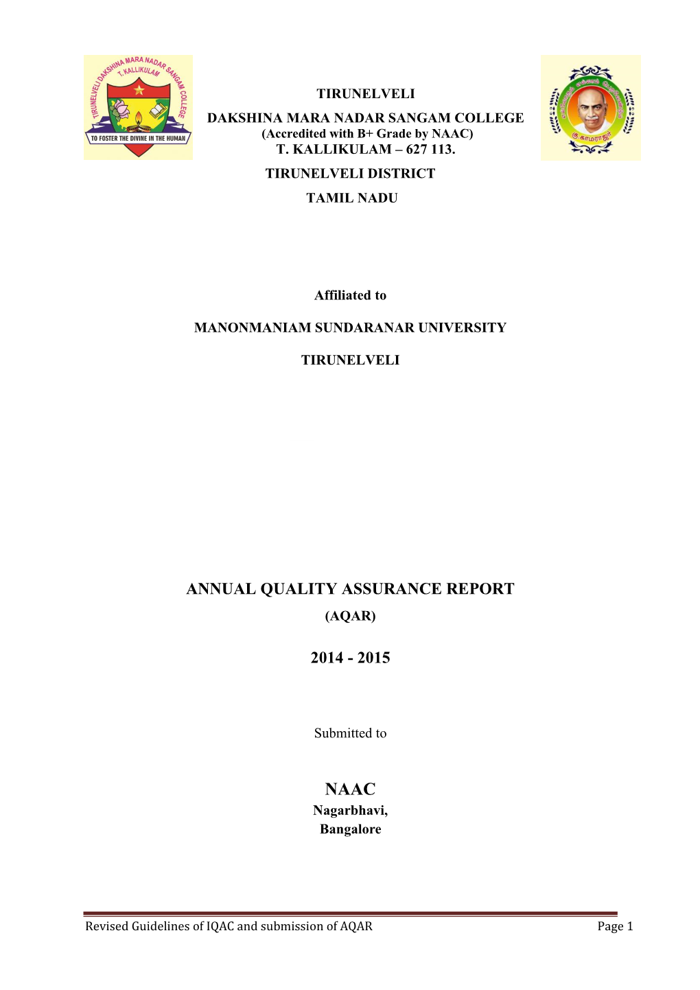 Annual Quality Assurance Report 2014