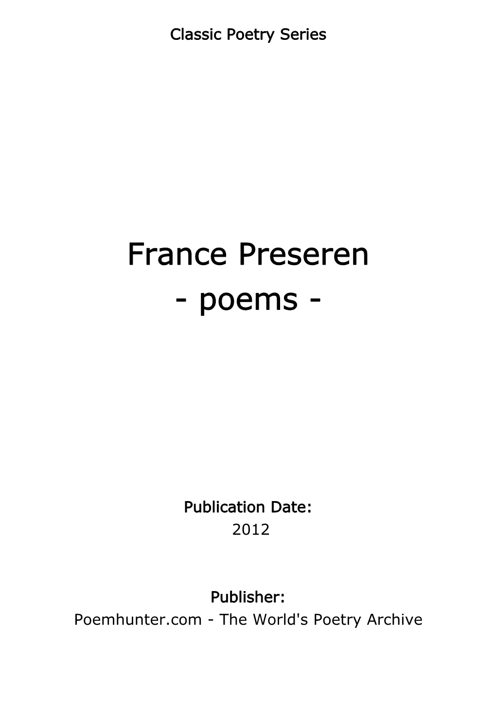 France Preseren - Poems