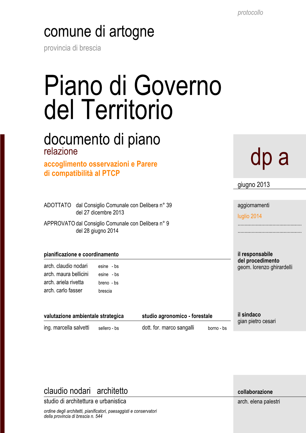 Dp a Di Compatibilità Al PTCP Giugno 2013