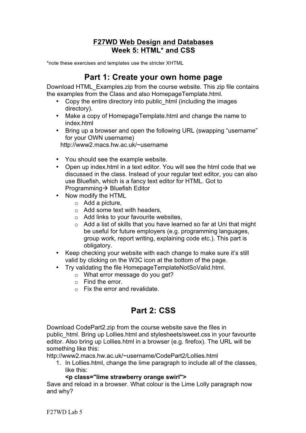 Part 1: Create Your Own Home Page Part 2