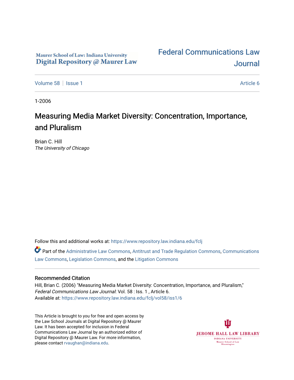 Measuring Media Market Diversity: Concentration, Importance, and Pluralism