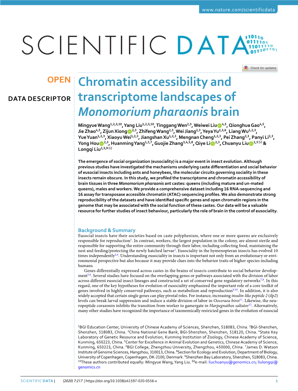 Chromatin Accessibility and Transcriptome Landscapes Of