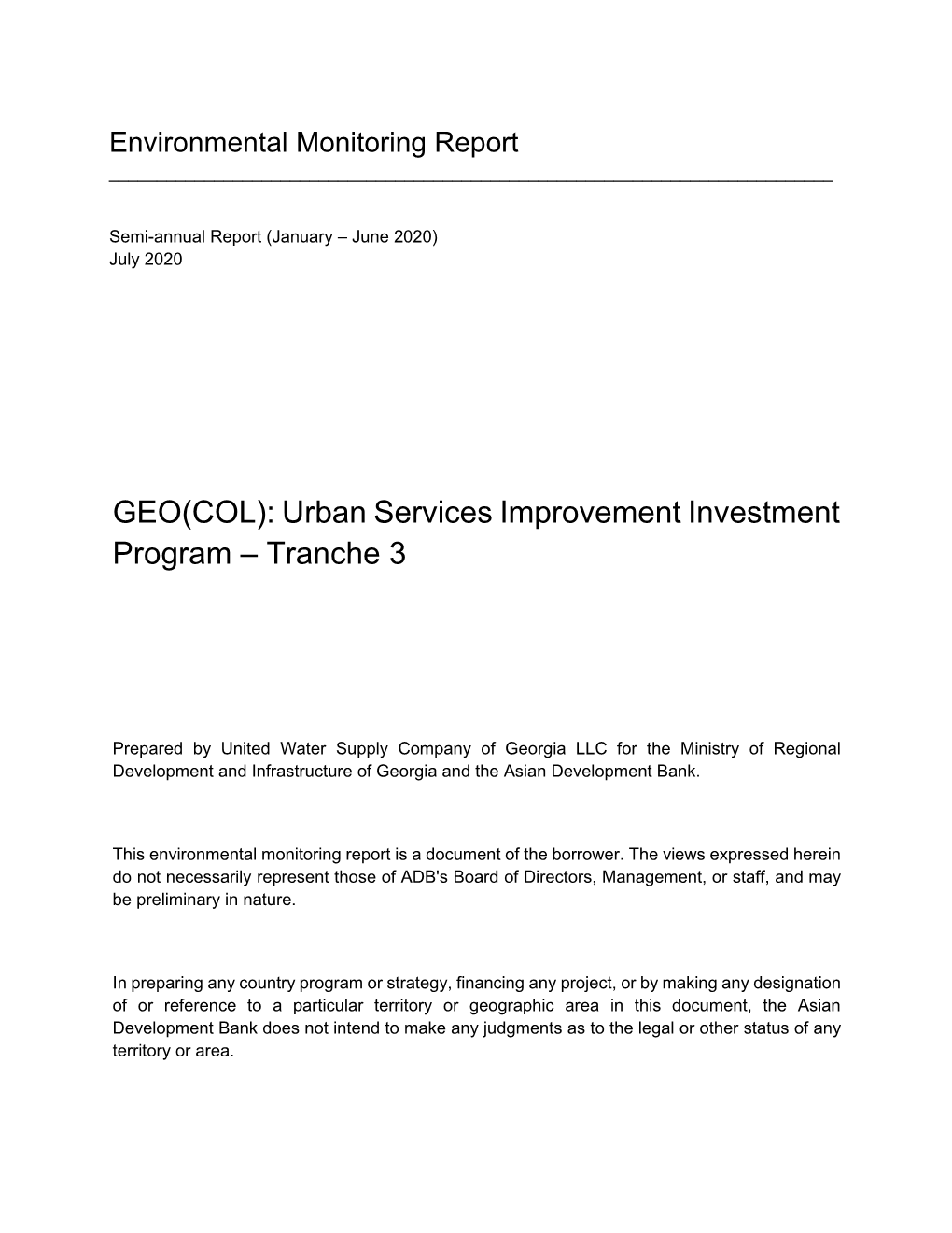 43405-025: Urban Services Improvement Investment Program