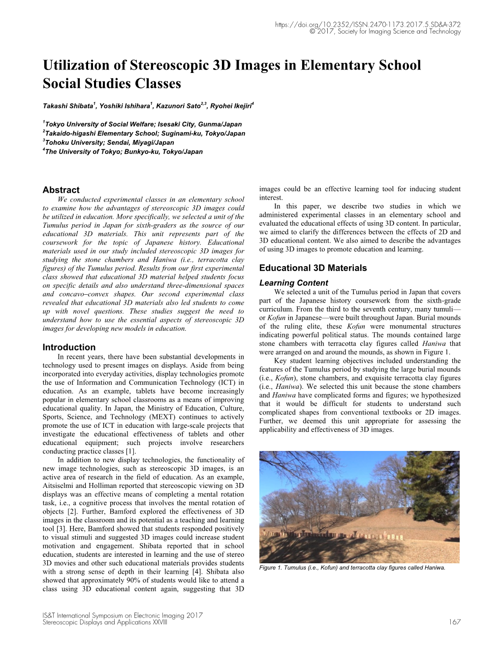 Utilization of Stereoscopic 3D Images in Elementary School Social Studies Classes