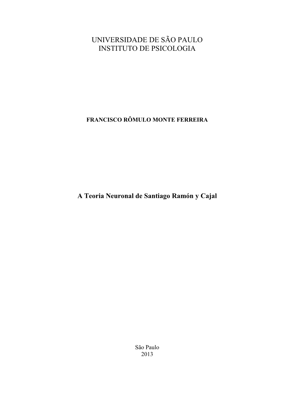 Universidade De São Paulo Instituto De Psicologia