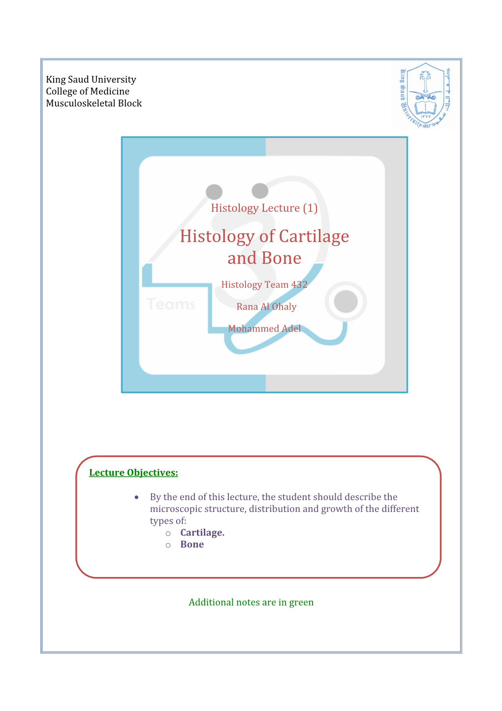 Histology of Cartilage and Bone