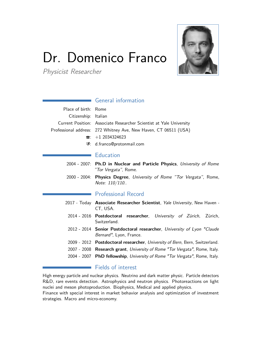 Dr. Domenico Franco Physicist Researcher