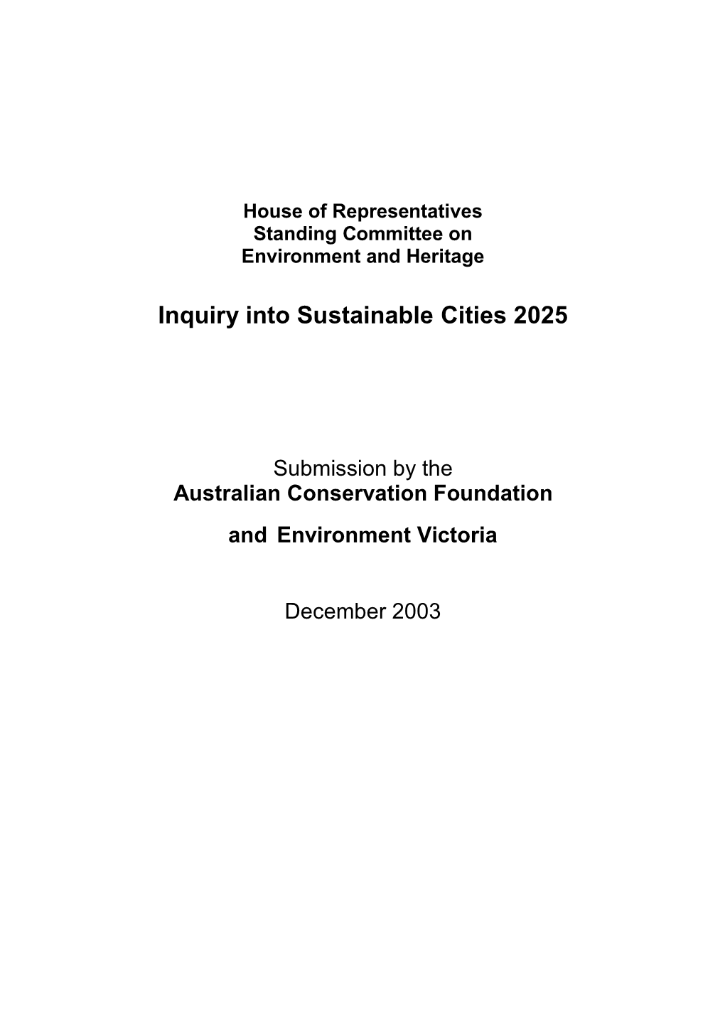 Inquiry Into Sustainable Cities 2025