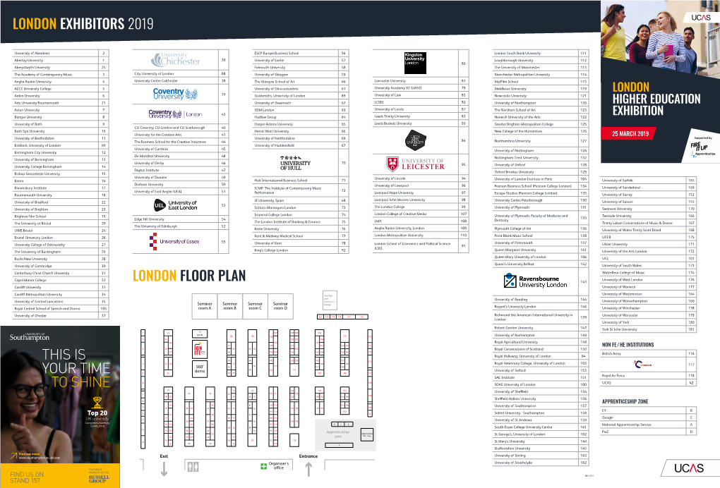 London Exhibitors 2019 London Floor Plan