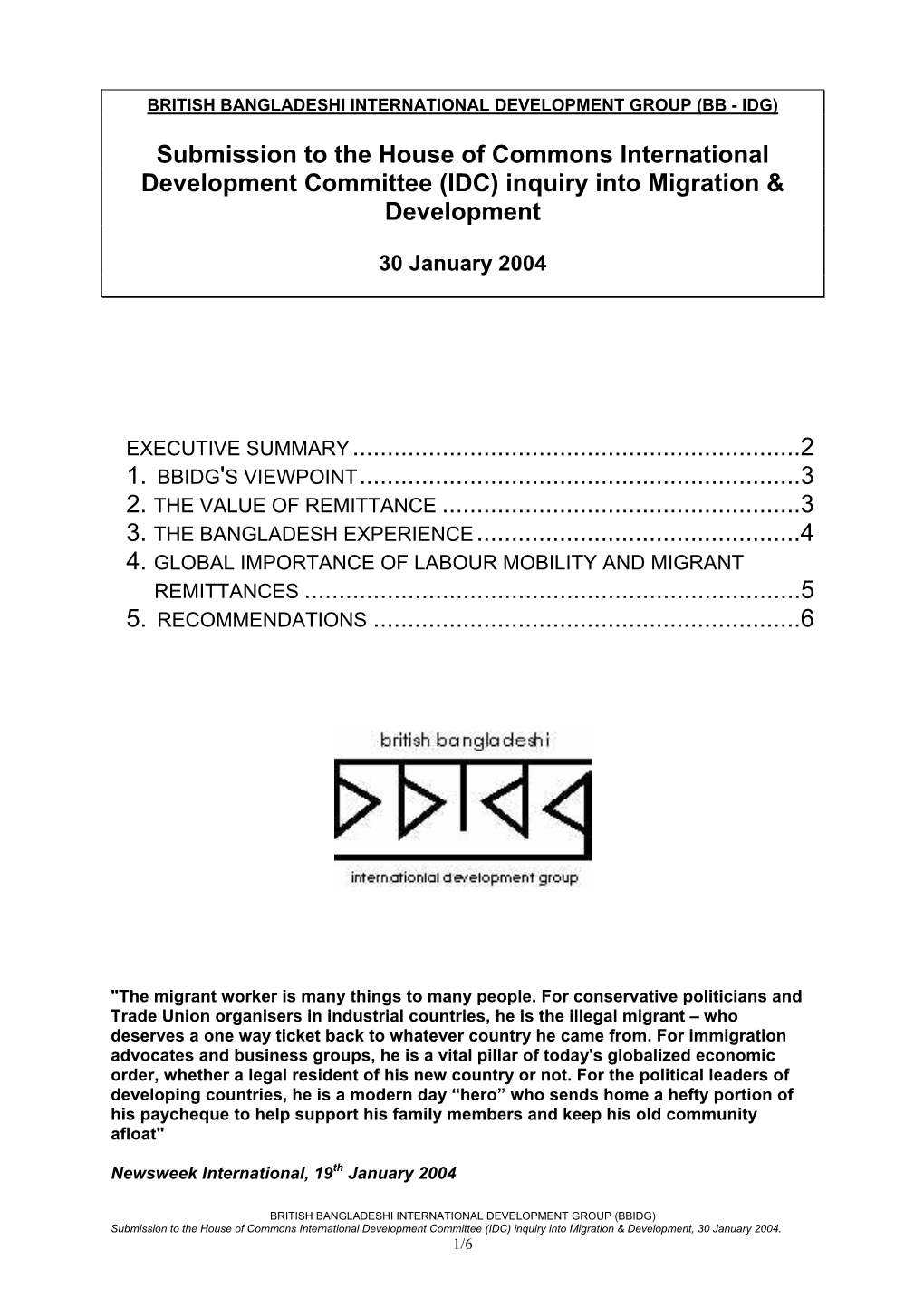 British Bangladeshi International Development Group (Bb - Idg)