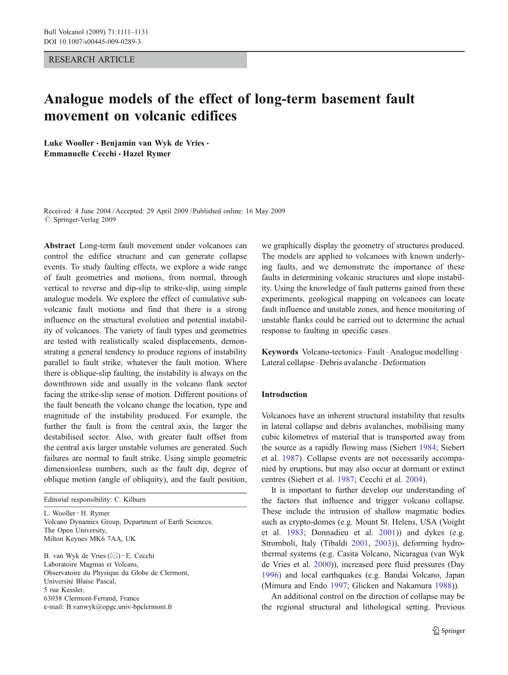 Analogue Models of the Effect of Long-Term Basement Fault Movement on Volcanic Edifices