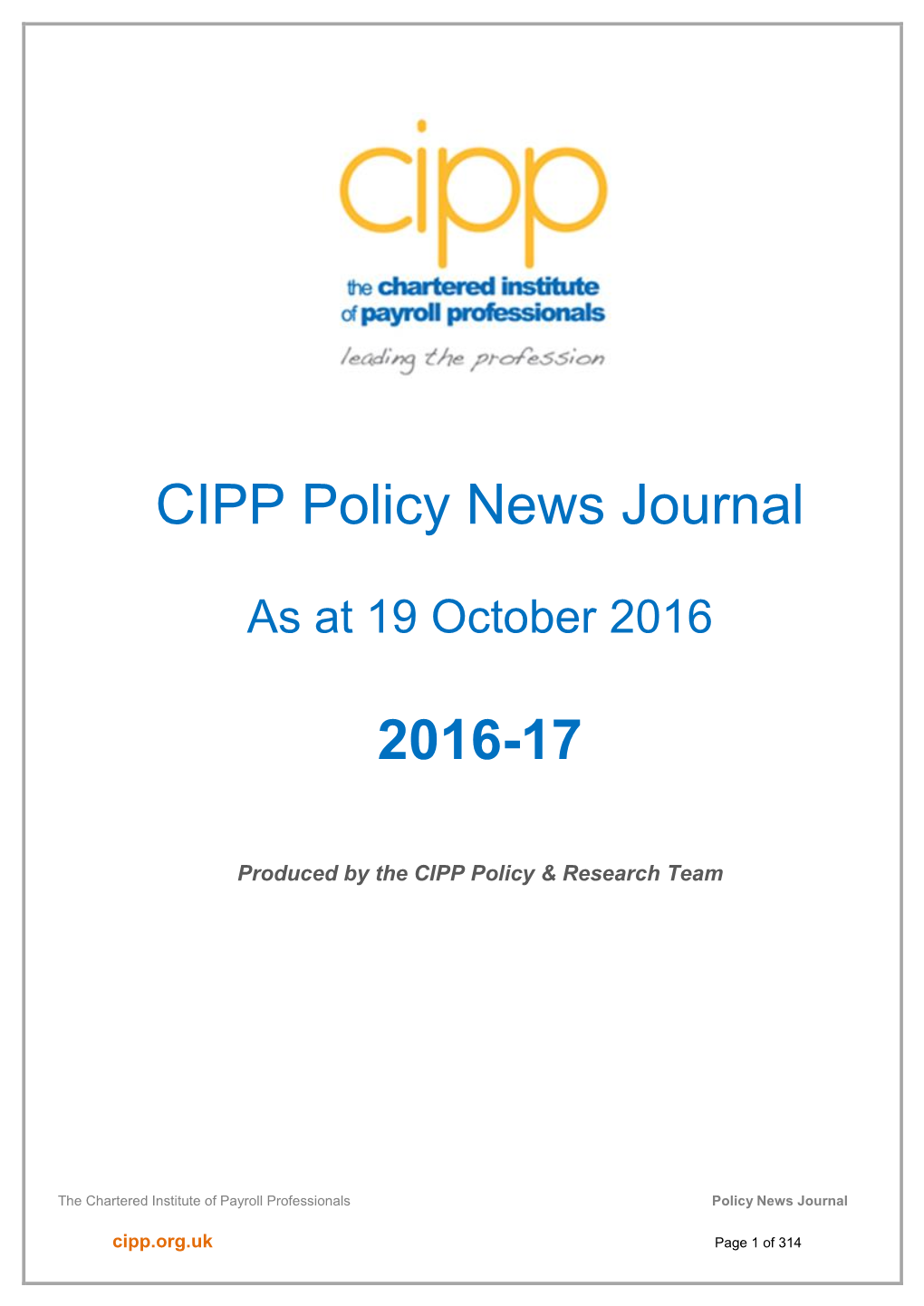 CIPP Policy News Journal