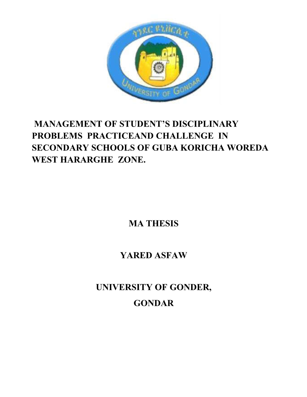 Management of Student's Disciplinary Problems