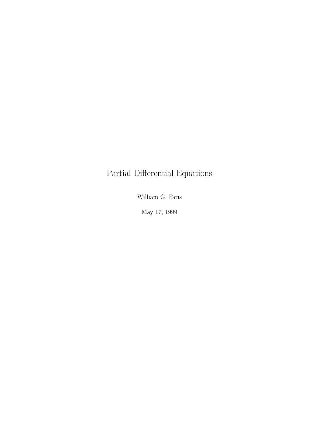 Partial Differential Equations