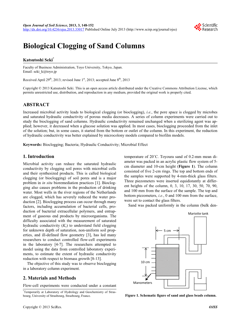 Biological Clogging of Sand Columns
