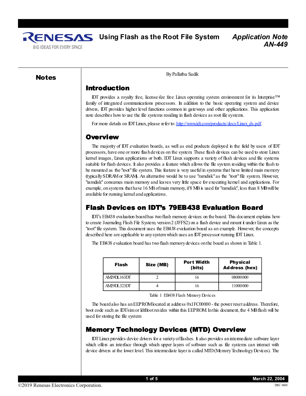 Application Note AN-449 Using Flash As the Root File System