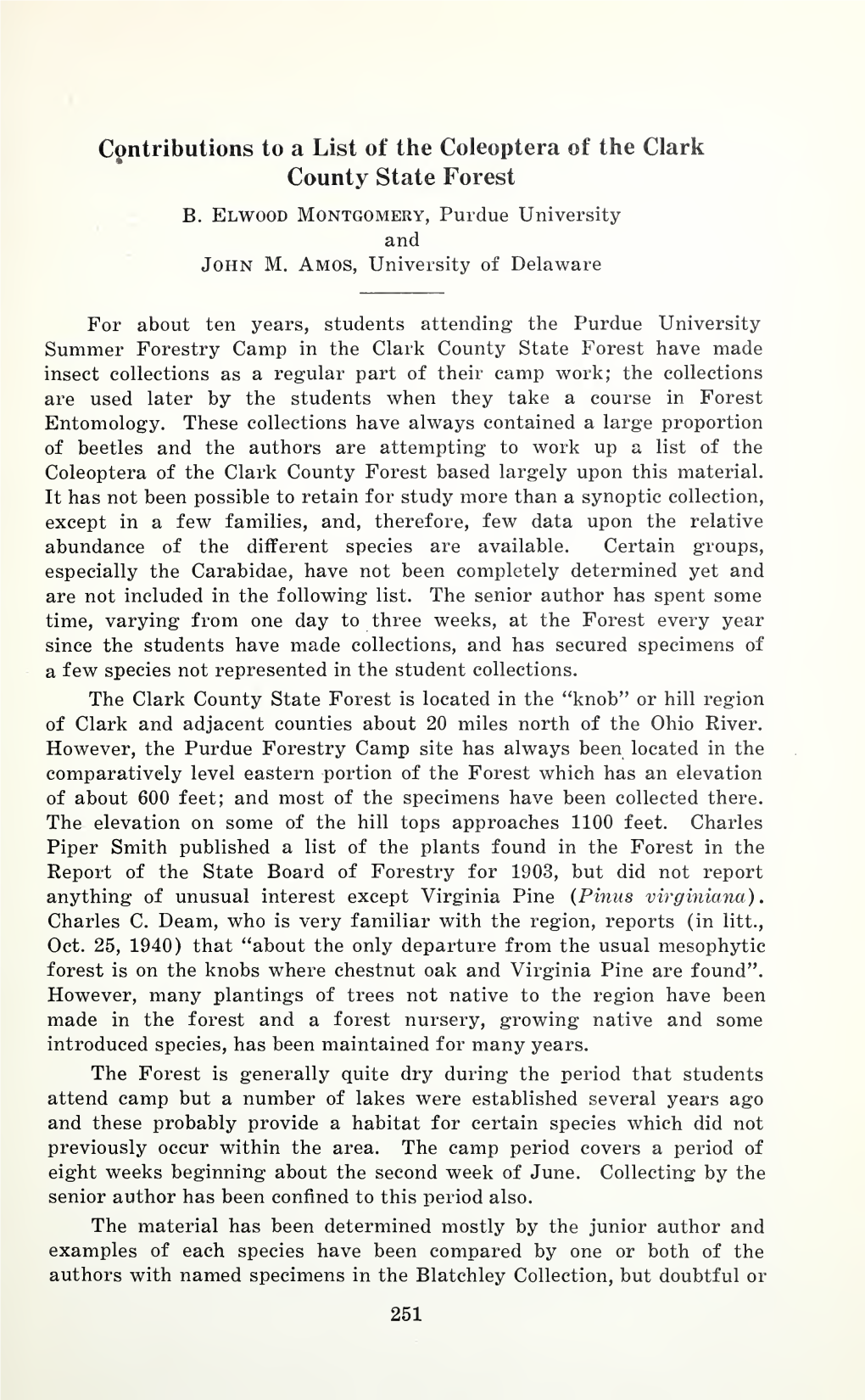 Proceedings of the Indiana Academy Of