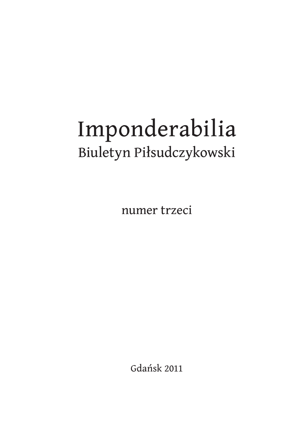 Imponderabilia Biuletyn Piłsudczykowski