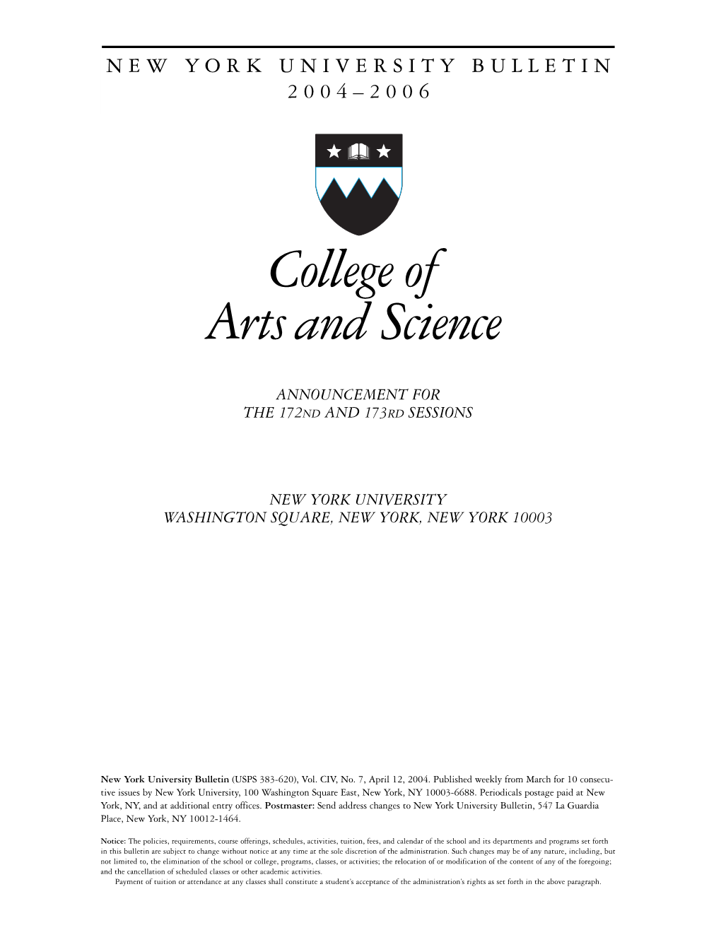 New York University Bulletin 2004–2006