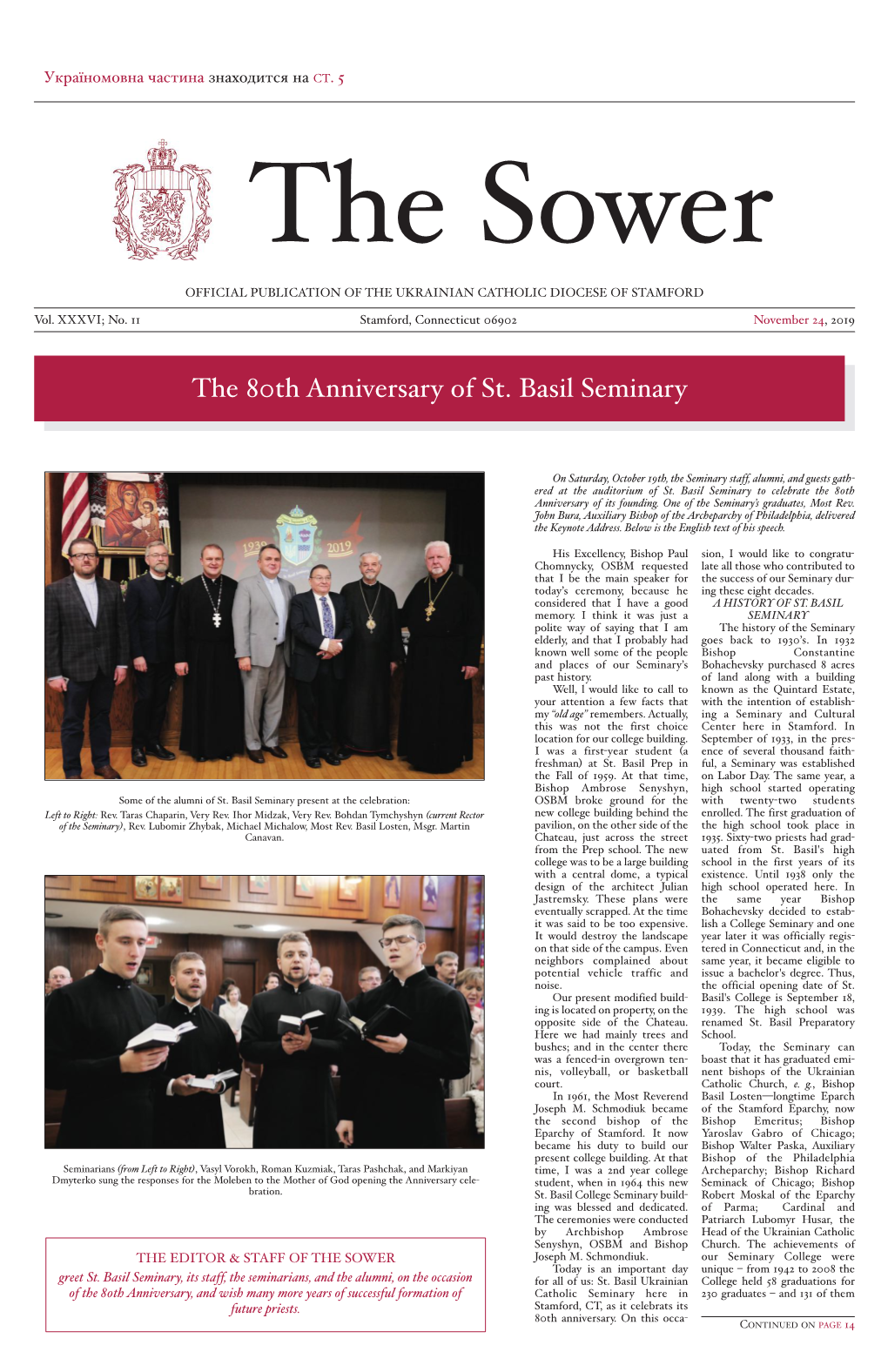 The 80Th Anniversary of St. Basil Seminary