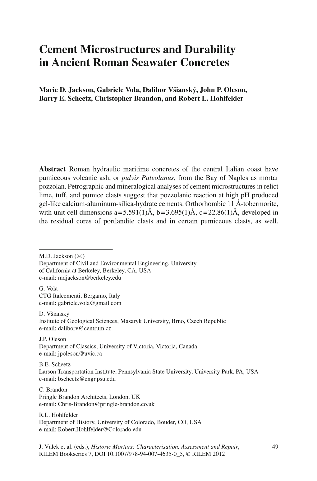 Cement Microstructures and Durability in Ancient Roman Seawater Concretes