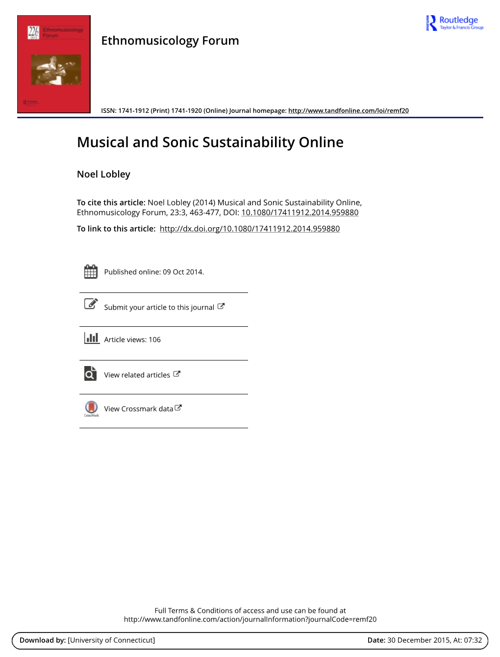 Musical and Sonic Sustainability Online