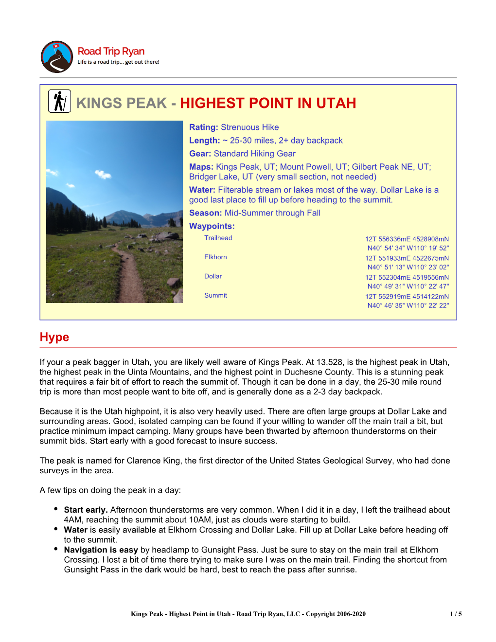 Kings Peak - Highest Point in Utah