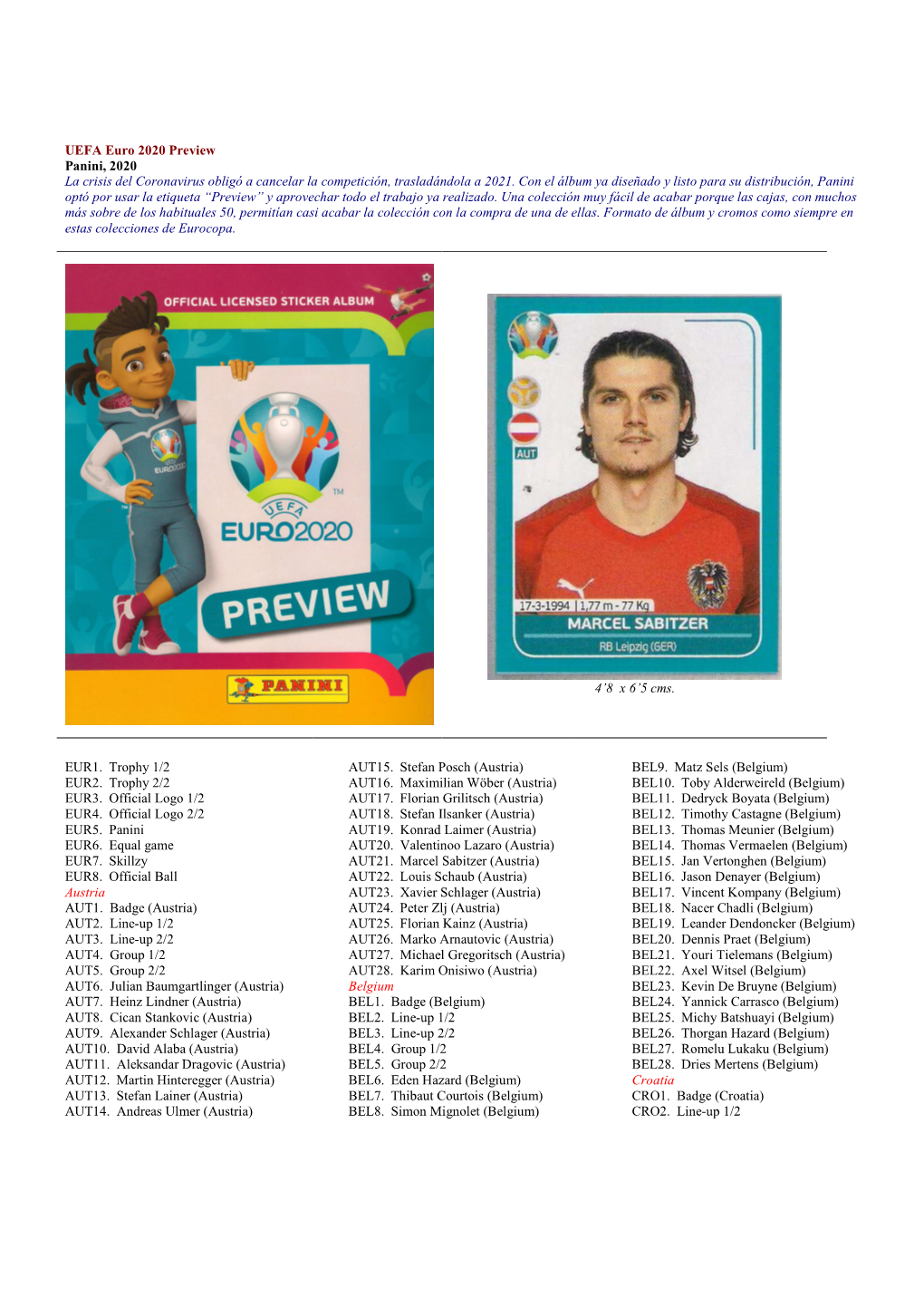 UEFA Euro 2020 Preview Panini, 2020 La Crisis Del Coronavirus Obligó a Cancelar La Competición, Trasladándola a 2021