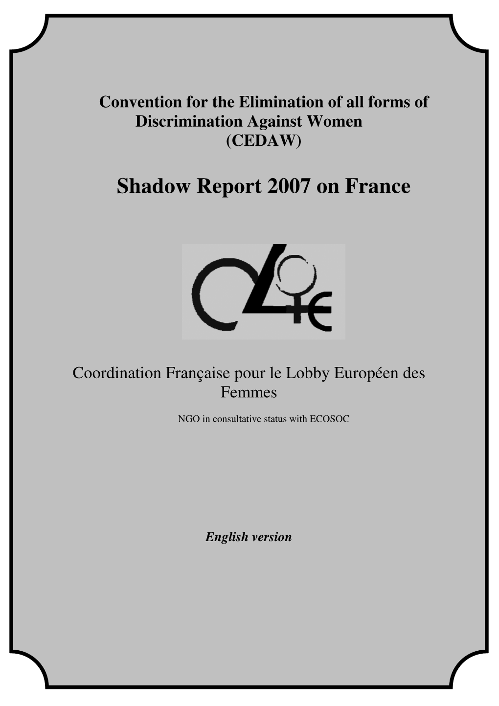 (CEDAW) Shadow Report 2007 on France