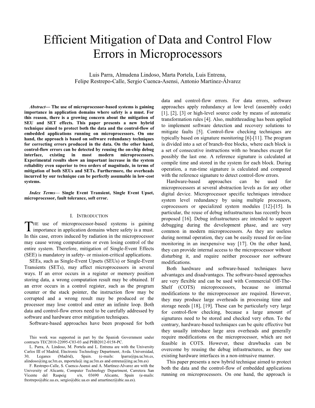 Efficient Mitigation of Data and Control Flow Errors in Microprocessors