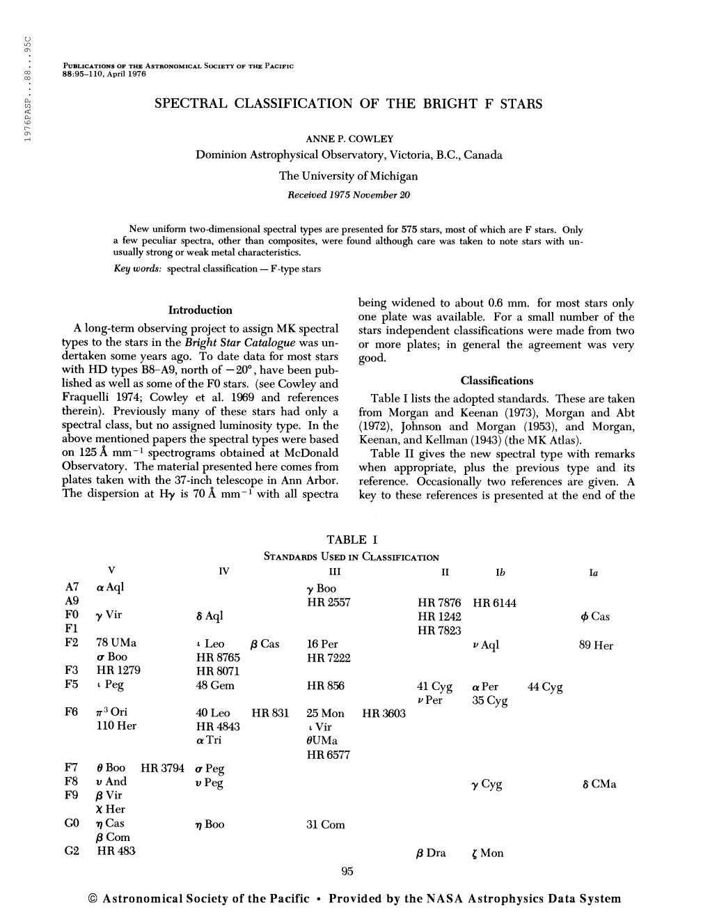 Publications of the Astronomical Society of the Pacific 88:95-110, April 1976