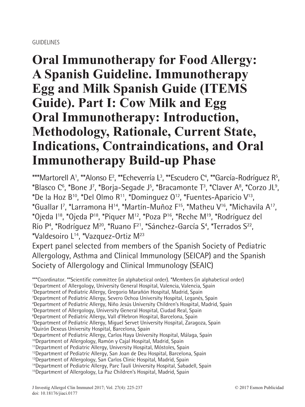 Oral Immunotherapy for Food Allergy: a Spanish Guideline