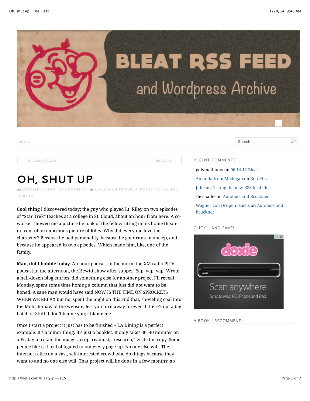 Oh, Shut up | the Bleat