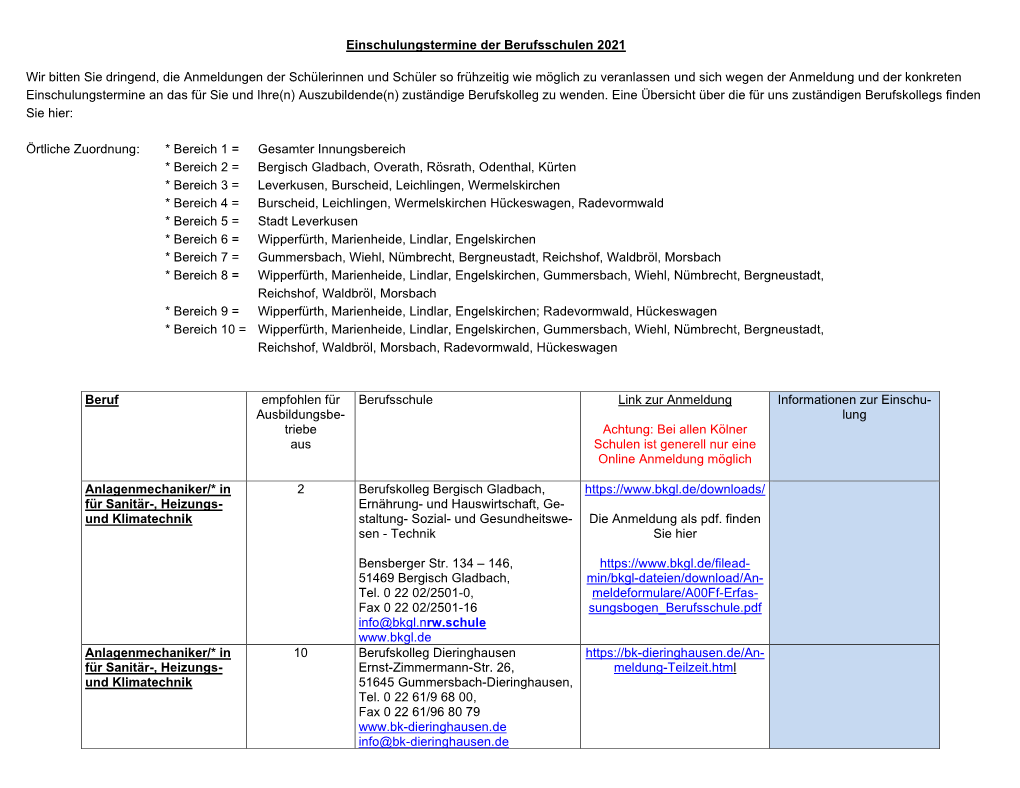 Sind Die Einschulungstermine Der Berufsschulen 2021 (Als PDF)