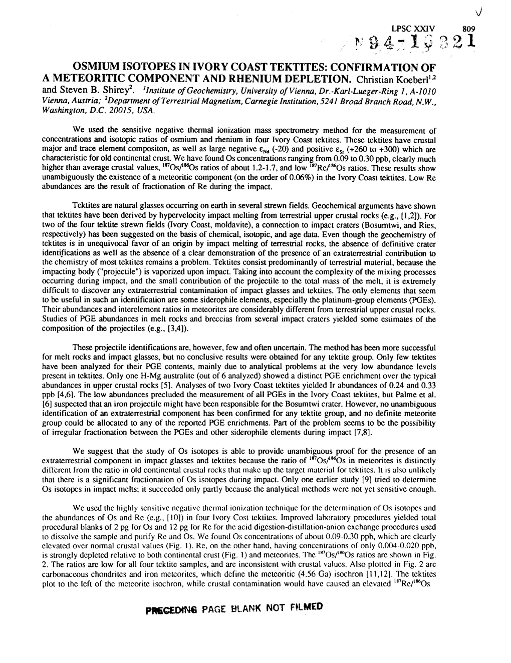 Osmium Isotopes in Ivory Coast Tektites: Confirmation of a Meteoritic Component and Rhenium Depletion