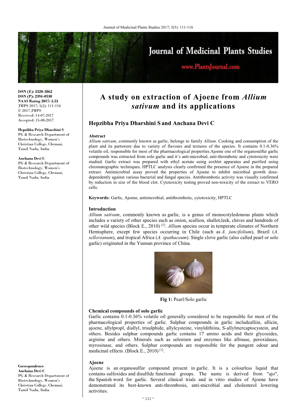 A Study on Extraction of Ajoene from Allium Sativum and Its Applications