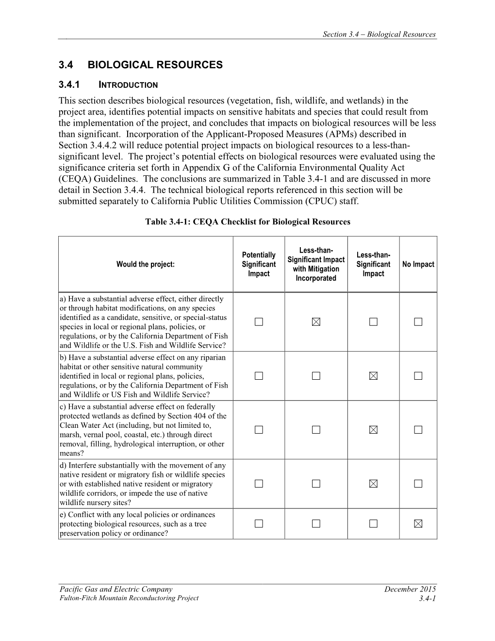 3.4 Biological Resources