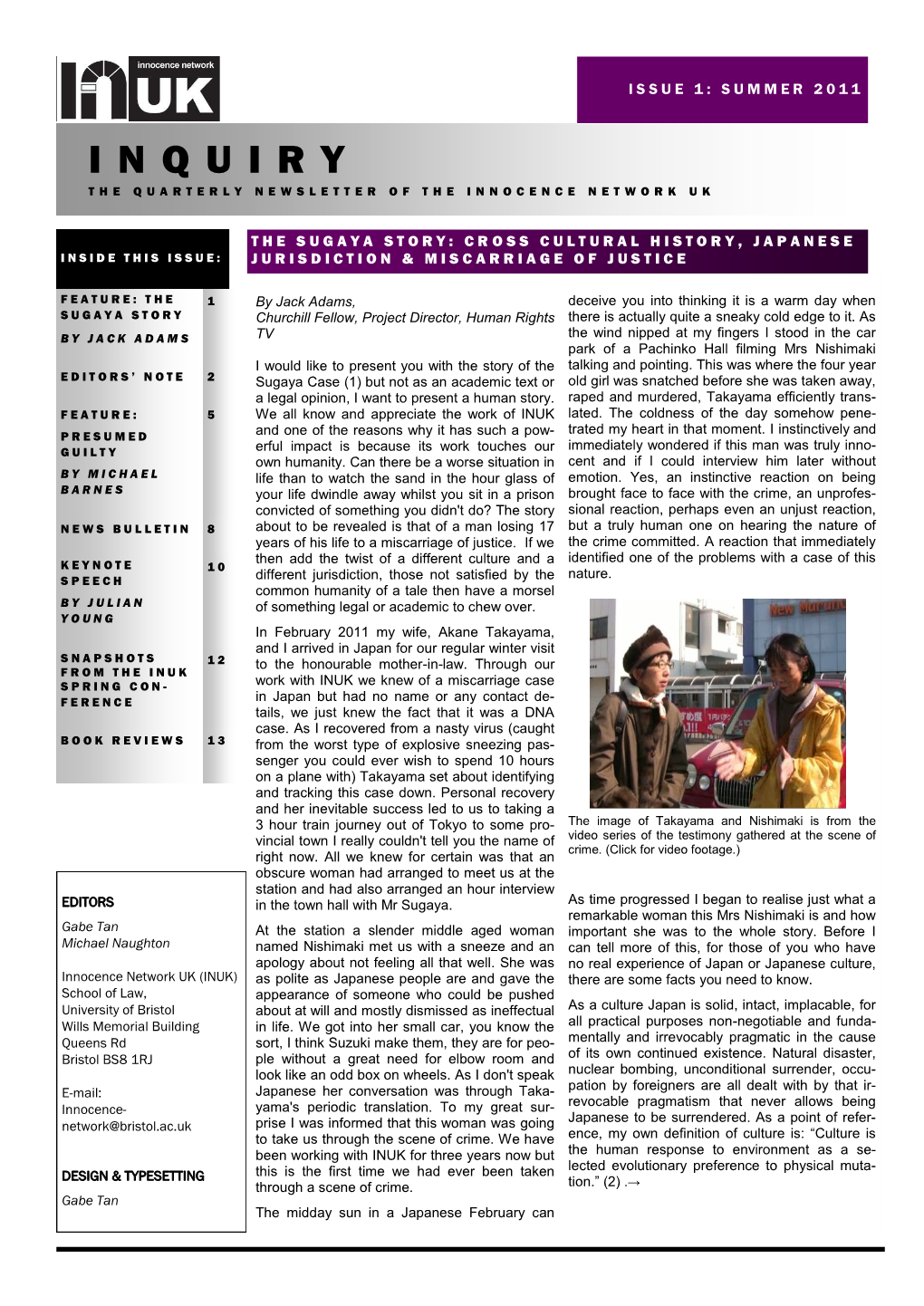 INQUIRY Issue 1 (Summer 2011)