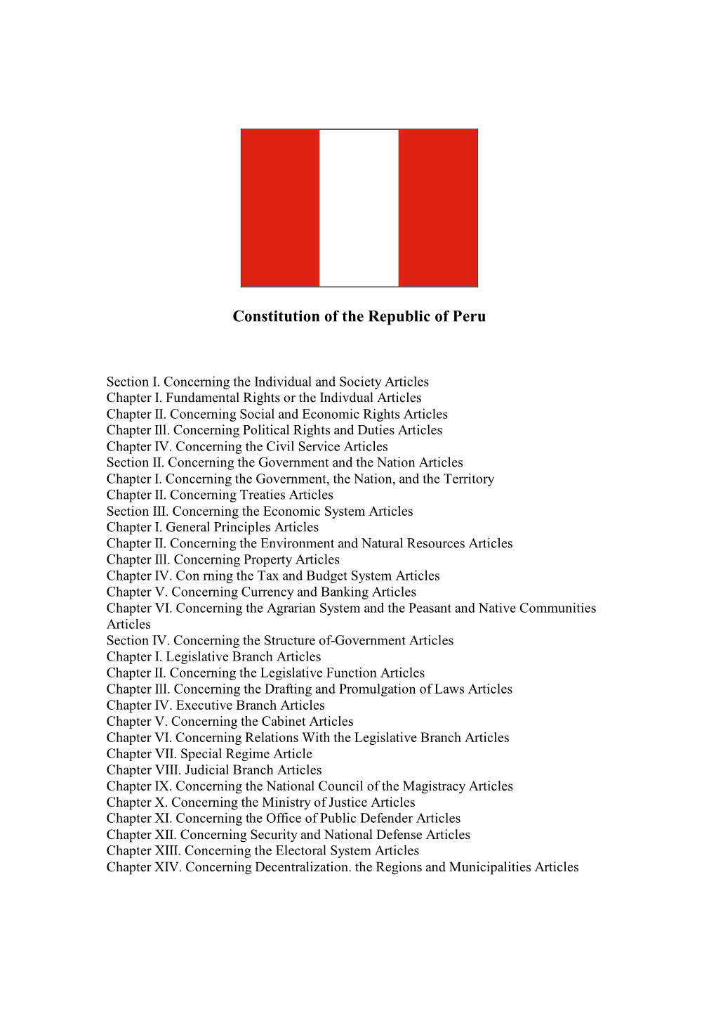 Constitution of the Republic of Peru