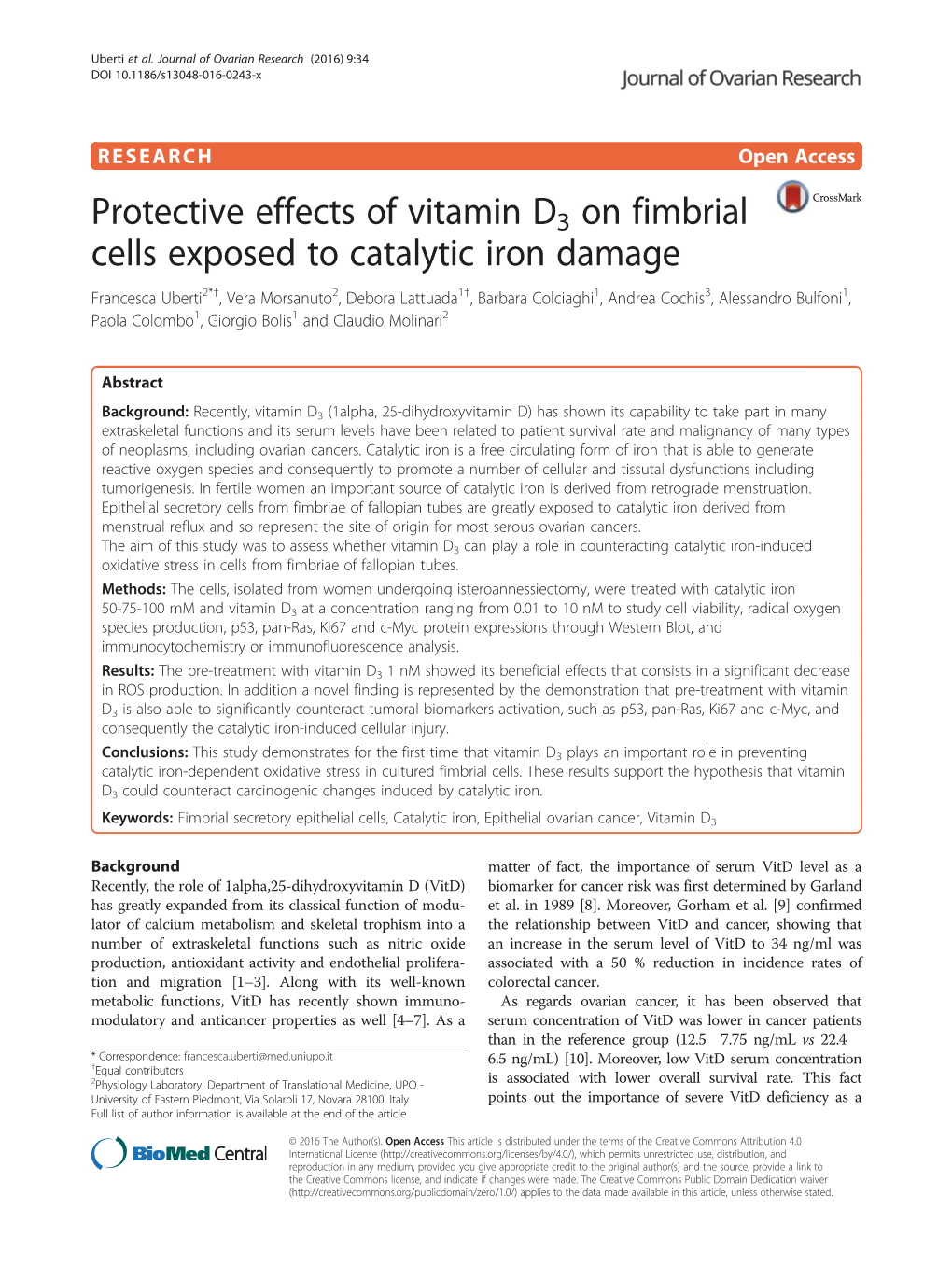 Protective Effects of Vitamin D3 on Fimbrial Cells Exposed to Catalytic
