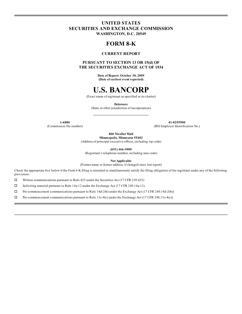 Us Bancorp Investor Relations