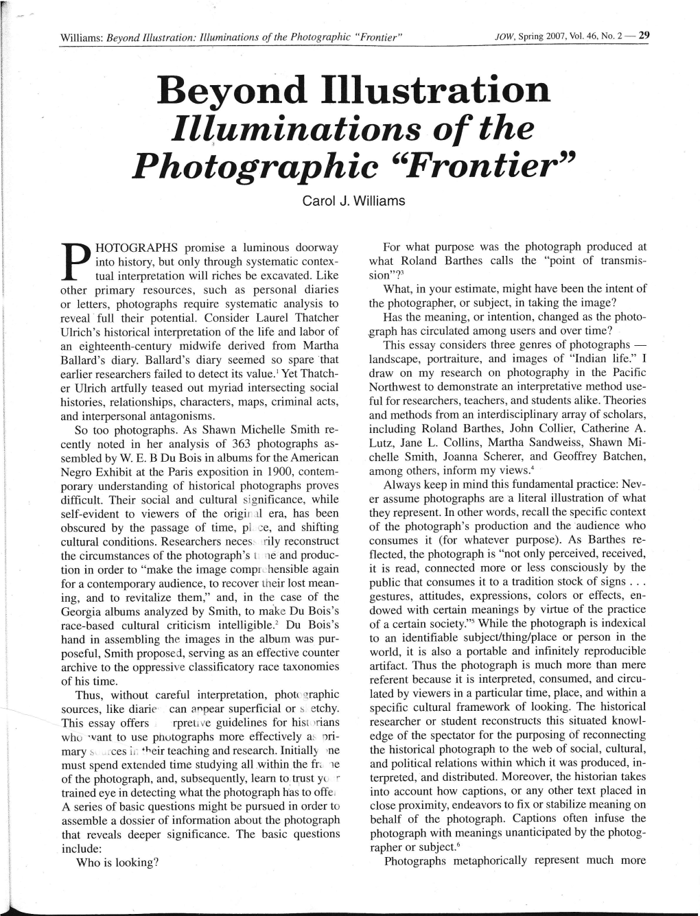 Beyond Illustration Illuminatiotts of the P Hotographic "Frontier" Carol J
