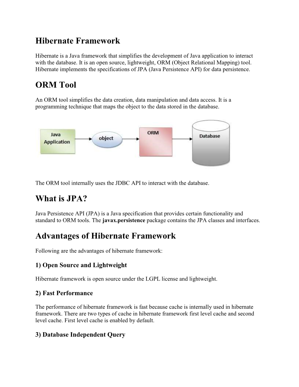 Hibernate Framework ORM Tool What Is JPA? Advantages of Hibernate