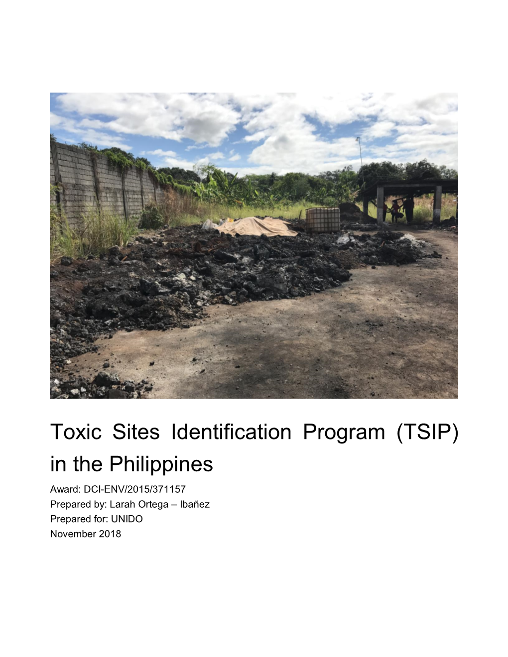 Toxic Sites Identification Program (TSIP) in the Philippines Award: DCI-ENV/2015/371157 Prepared By: Larah Ortega – Ibañez Prepared For: UNIDO November 2018