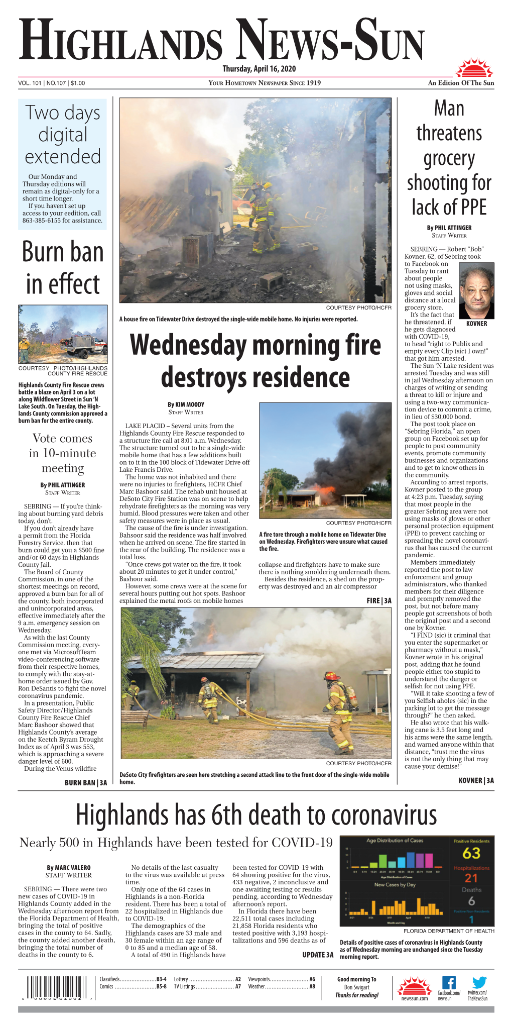 HIGHLANDS NEWS-SUN Thursday, April 16, 2020