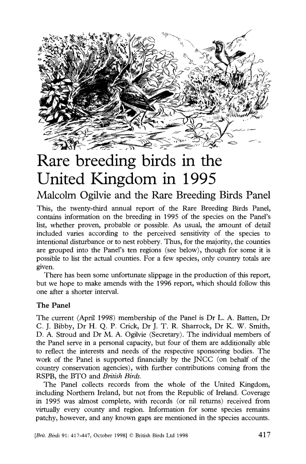 Rare Breeding Birds in the United Kingdom in 1995