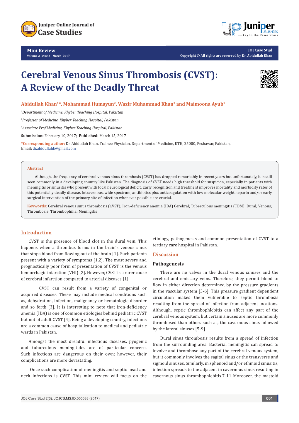 Cerebral Venous Sinus Thrombosis (CVST): a Review of the Deadly Threat